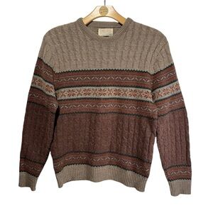 Vintage 80's  Men's Cable Knit Crewneck Sweater from Lord Jeff Brown Large